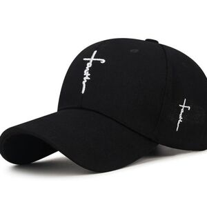 PAIR Faith Cross, Embroidered Christian Baseball Caps Adjustable Hat, Jesus, God